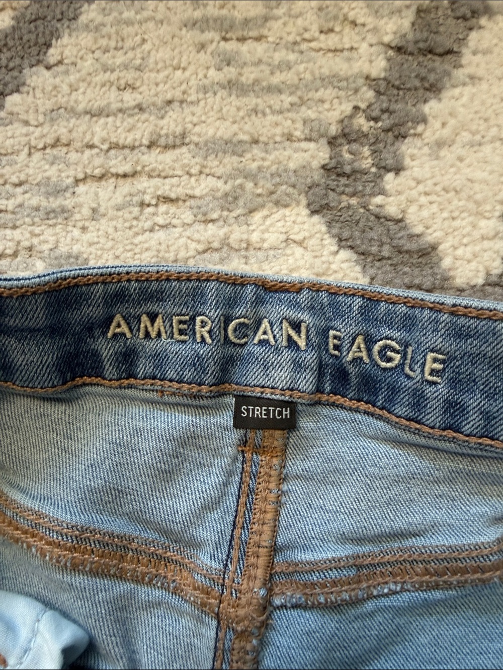 AE Light Blue High-Rise Stretch Jean Shorts size 10 - Picture 3 of 4